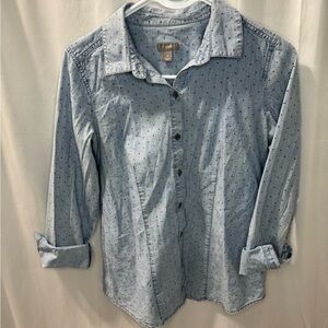 Light Blue Polka Dot Button-Up Shirt